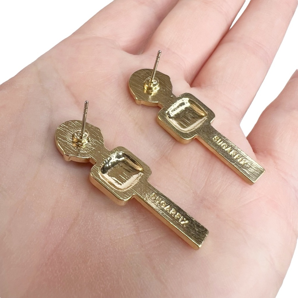 NWT Sugarfix by BaubleBar Drop The Mic Rhinestone Microphone Pierced Earrings - Picture 7 of 8